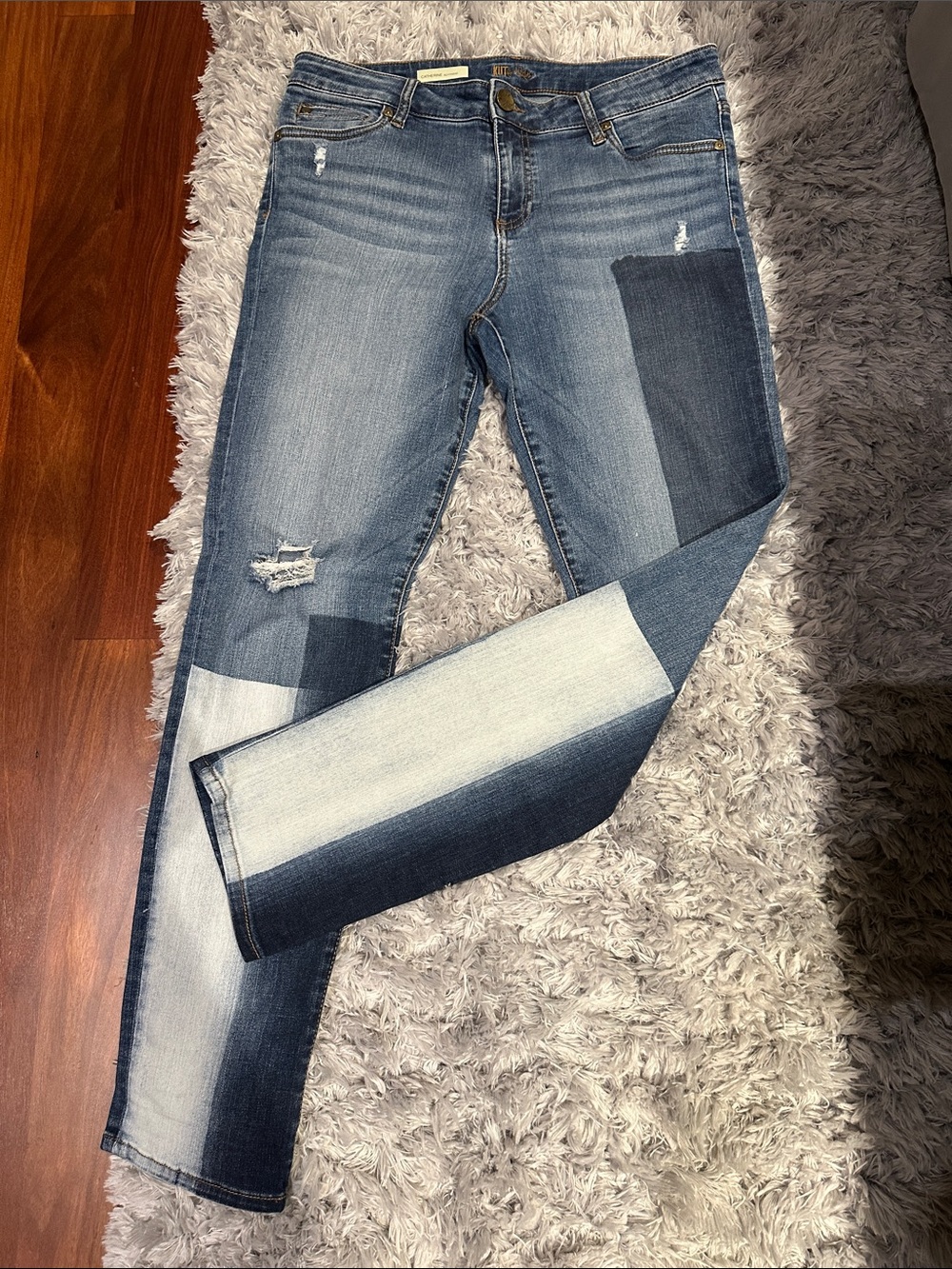 Womens Patchwork Boyfriend Jeans - Blue by Kut from the Kloth